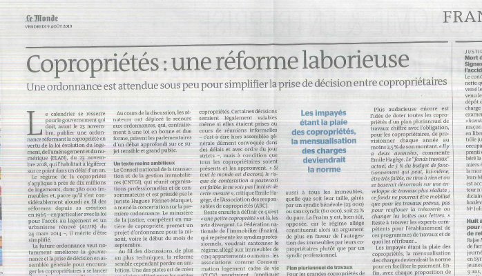 La simplification de la copropriété, une réforme qui s’annonce laborieuse - Crédit photo : © lemonde.fr